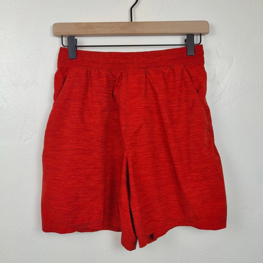 Lululemon Pace Breaker Short Linerless XS Heather Allover Solar Orange Magma Red